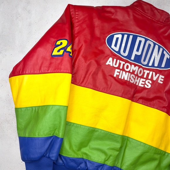 Vintage Chase Jeff Gordon #24 DuPont Rainbow Leather NASCAR Jacket L Winston Cup - Picture 9 of 15